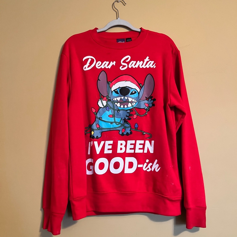 Disney Lilo&Stitch Dear Santa flashing lights Holiday Season Sweater Unisex (M)